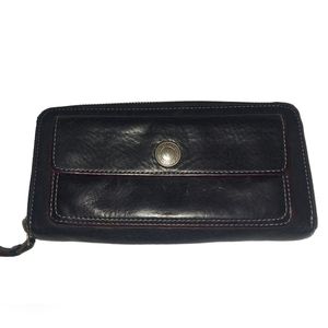 Coach Black Continental Leather Zip Around Wallet Clutch